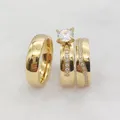 Bagues de fiançailles en diamant cubique pour hommes et femmes alliances d'amour bijoux plaqués or
