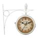 Iron Round Wall Hanging Double Sided Two Retro Station Clock Round Chandelier Wall Hanging Clock Home Decor