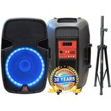 MR DJ PBX2690LB 15 Bluetooth Speaker + Stand2-way 15 PA DJ 3500 Watts Active Powered Bluetooth Karaoke Speaker with LED Accent Lighting + Speaker Stand