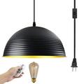 Kiven Plug in Iron Pendant Light Modern Hanging Light with Remote Control and 15FT Plug-in Cord Dimmable Ceiling Pendant Light for Bedroom Hallway Cafe Kitchen Island