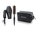 BROCCHI - Boar Hair Styling Round Brush Mini Travel Size Hair Dryer and Waterproof Travel Bag Set