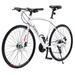 Adult Hybird Bikes for Men Women 24 Speed 700C Road Bike Dual Disc Brakes Aluminum Alloy Frame City Bicycle White