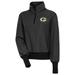 Women's Antigua Heather Black Green Bay Packers Upgrade Half-Zip Pullover Top