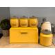 Yellow Tea Coffee Sugar Canister with optional added extras Wooden Bread Bin Box Biscuit Cookie Jar Kitchen Storage Containers