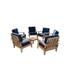 Somer 7 Pc Lounge Chair Set: 6 Lounge Chairs & Ottoman With Cushions in Sunbrela Fabric #58001 Stanton Lagoon