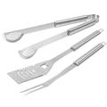 Xipoxipdo Stainless Steel Three Piece Set With Handle Grill Fork Grill Spatula Grill Clip Outdoor Barbecue Supplies Grill Grill Tools