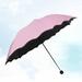 8 Ribs Fashion Sunshade Umbrella Practical Foldable UV-Resistant Lotus Leaf Brim Sunscreen Umbrella Water Umbrella (Pink)