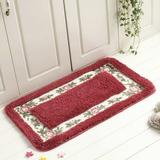 Nvzi Pretty Floral Rural Style Romantic Rose Flower Rug Shaggy Area Rugs Soft Non-Slip Doormat Floor Mat Bath Mat Bathroom Shower Rug Bedroom Living Room Carpet (Red S)