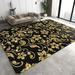 Gold Floral Vine Area Rug Modern Abstract Style Indoor Carpet Rug With Non-Slip Backing Washable For Living Room Bedroom Home Office Floor Rugs 3 x 4