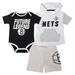 Infant Black/White/Gray Brooklyn Nets Bank Shot Bodysuit, Hoodie T-Shirt & Shorts Set
