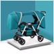 2 Baby Strollers Carriage for Newborn, Twins Stroller for Infant and Toddler Can Sit Lie Detachable Pushchair Folding Double Prams Trolley Portable Strollers with Mosquito Net (Color : Blue B)