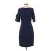 Karl Lagerfeld Paris Casual Dress - Sheath Crew Neck Short sleeves: Blue Print Dresses - New - Women's Size 0