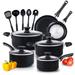 A Home Pots & Pans Cooking, 15-Piece Nonstick Cookware Set, Black Aluminum in Black/Gray | 21 W in | Wayfair GGB003IKMSFE