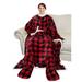 Catalonia Sherpa Wearable Blanket w/ Sleeves & Foot Pockets for Adult Women Men Polyester in Red/Black | 53 H x 68 W in | Wayfair 1CTSN310P2RD