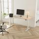 Inbox Zero Marquavius 55.59" W Height Adjustable Asymmetrical Standing Desk Wood/Metal in White | 55.59 W x 69.53 D in | Wayfair