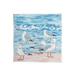 Stupell Industries Seagulls on Beach Shore Canvas Wall Art Design by Melissa Wang Wood in Blue/Brown | 12 H x 12 W x 0.5 D in | Wayfair