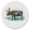 East Urban Home Lake Moose 4-Pack Round Absorbent Stone Coasters Stoneware, Glass in Blue/Brown/Green | 0.31 H x 4 W x 4 D in | Wayfair