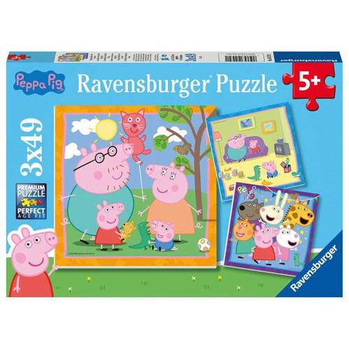 Ravensburger Kinderpuzzle 05579 - Peppas Familie und Freunde - 3x49 Teile Peppa Pig Puzzle für Kinder ab 5 Jahren - Ravensburger Verlag
