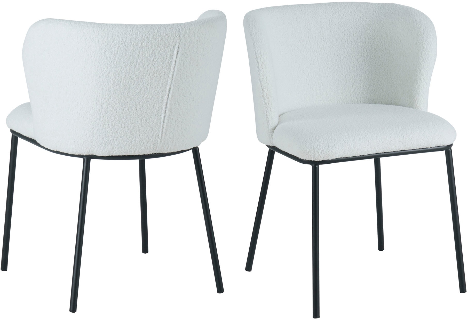 4-Fußstuhl SALESFEVER "Stuhl mit vier Füßen", schwarz-weiß (weiß, schwarz, schwarz), B:54,5cm H:76cm T:59cm, Metall, Polyester, Stühle, Zweier-Set mit abgerundeter Rückenlehne