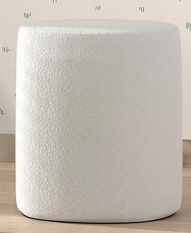 Polsterhocker VIPACK "Moon, Hocker in rund, mit flauschigem Bouclé Stoff", weiß, B:41 H:41,5 T:41, 100% Polyester, Hocker, als Sitzgelegenheit o. Nachttisch, 41 cm ∅, Bouclé Stoff, in 4 Farben Image