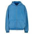 Kapuzensweatjacke URBAN CLASSICS "Herren Heavy Stone Washed 90's Zip Hoodie" Gr. 3XL, blau (royal) Herren Sweatjacken