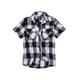 Langarmhemd BRANDIT "Herren Checkshirt Halfsleeve" Gr. L, US-Größen, schwarz-weiß (white, black) Herren Hemden Oberhemden