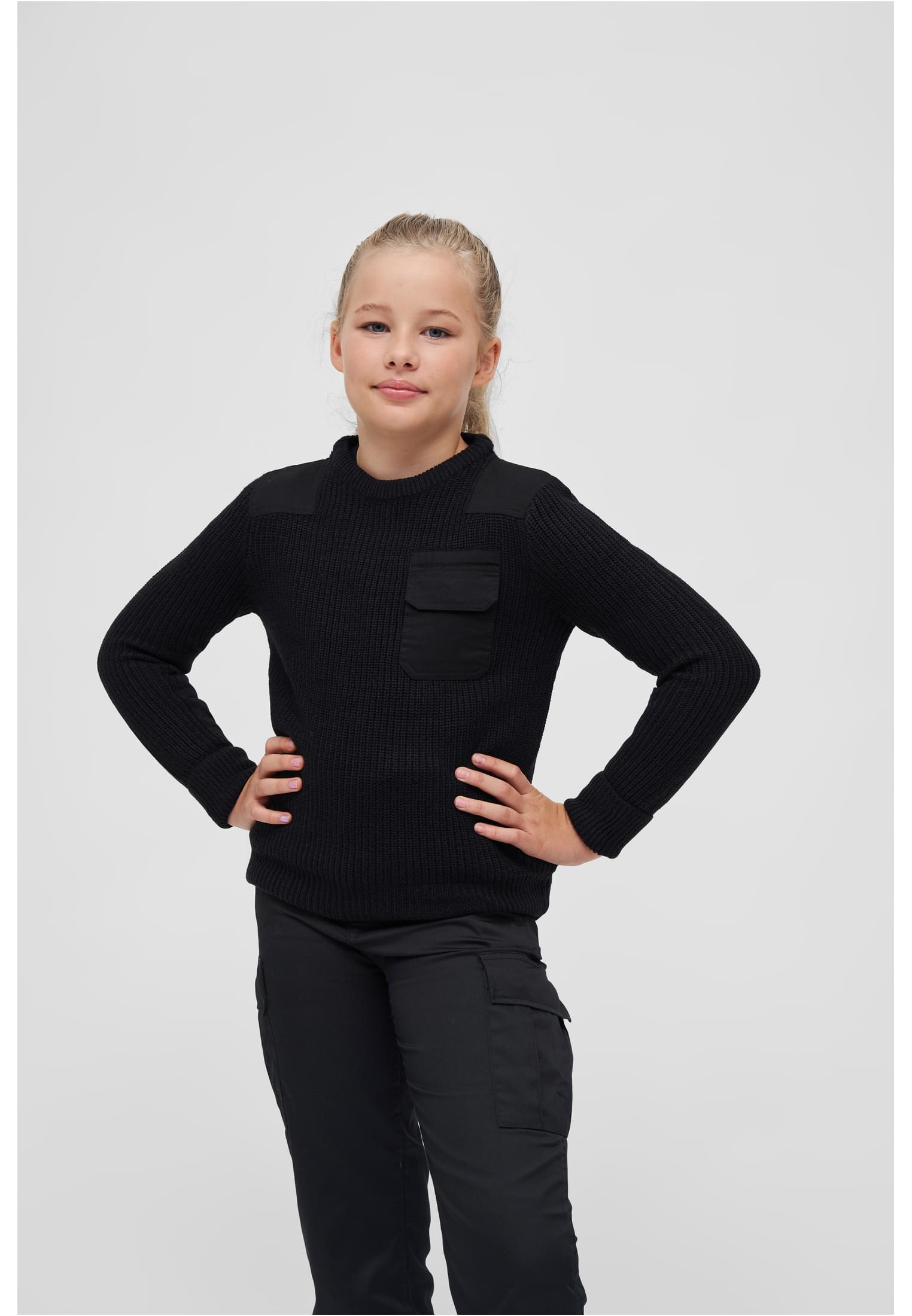 Sweatshirt BRANDIT "Brandit Unisex Kids BW Pullover", Mädchen, Gr. 134/140, schwarz, 100% Polyacryl, unifarben, Rundhals, Sweatshirts Image