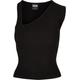 T-Shirt URBAN CLASSICS "Urban Classics Damen Ladies Rib Knit Asymmetric Top" Gr. 5XL, schwarz (black) Herren Shirts T-Shirts