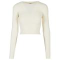 Rundhalspullover URBAN CLASSICS "Urban Classics Damen Ladies Short Rib Knit Twisted Back Sweater", Damen, Gr. 3XL, beige (sandweiß), 35% Polyacryl, 35% Viskose, 30% Polyamid, unifarben, klassisch, relaxed fit, Rundhals, Langarm, Pullover...