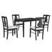 5-Piece Wooden Kitchen Dining Table Set Rectangular Dining Table and 4 Upholstered Solid Wood Chairs for Kitchen or Dining Room