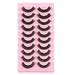 Jzenzero 10 Pairs 3D Faux Eyelashes Pack Soft Strip Fake Half Eyelashes For Everyday Life DH06-3