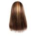 Jiyugala Human Hair Wig Straight line Hair Human Women s Brown Wig Hair Straight Long With Pre-Plucked wig Headband Wigs