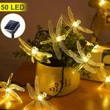 HAOAN Solar-powered String Lights Dragonfly String Lights Indoor and Outdoor Decorative Color Lights Garden Patio Decorative Waterproof Dragonfly String Lights Warm White