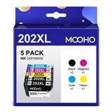 202XL 202 XL Ink for Epson Printer Ink 202 XL T202XL Ink Cartridge for Epson Workforce WF-2860 Expression Home XP-5100 Printer (2 Black 1 Cyan 1 Magenta 1 Yellow 5-Pack)