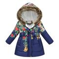 Herrnalise Toddler Jackets for Girls Toddler Baby Floral Print Jacket Parkas Hoodies Tops For Kids Winter Thick Warm Windproof Coat Outwear Jackets Toddler Girl Winter Coat