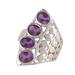 'Sterling Silver Cocktail Ring with 4-Carat Amethyst Gems'