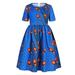 Toddler K ids B aby Girls African Dashiki Traditional Style Short Sleeve Round Neck Dress Ankara Princess Dresses Outfits 1-6Y Size 6t Girls Clothes Youth Swing Dress