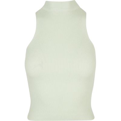 Muskelshirt URBAN CLASSICS "Urban Classics Damen Ladies Short Rib Knit Turtleneck Top", Herren, Gr. L, grün (lightmint), 35% Polyacryl, 35% Viskose, 30% Polyamid, unifarben, casual, slim fit, hoch geschlossener Ausschnitt, ohne Ärmel, Shirts Image