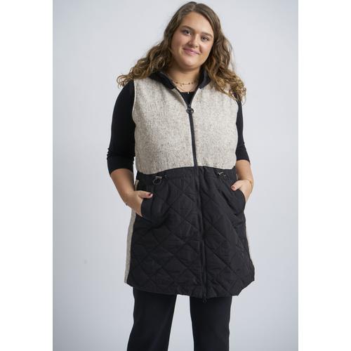 Longweste PONT NEUF Gr. XXXL (54/56), grau (light grey) Damen Westen mit Kapuze