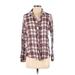 Maven West Long Sleeve Button Down Shirt: Red Plaid Tops - Women's Size Small