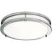 Orren Ellis 12" LED Flush Mount Ceiling Light, 4000K Cool, Brushed Nickel Plastic in White | 3 H x 12 W x 12 D in | Wayfair