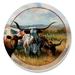 East Urban Home Longhorns 4-Pack Round Absorbent Stone Coasters Stoneware, Glass in Black/Blue/Brown | 0.31 H x 4 W x 4 D in | Wayfair