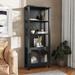 3 Tier Farmhouse Style Storage Cabinet Bookshelf with Glass Doors