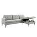 Corner Sectional Sofa Couch, Modern Linen Fabric L-Shaped 3-Seat Sofa Sectional w/ Storage Seat & 2 Throw Pillow for Living Room