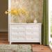 White Dresser,6 Double Drawers Dresser for Bedroom with Retro Round Handle