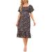 Eyicmarn Women Maternity Dress Short Sleeve Off-shoulder Flower Print Swing Dress Pregnancy Dress