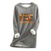 REORIAFEE Thanksgiving Shirt Pumpkin Pullover Streetwear Womens Tops Dressy Tops Long Sleeve Round Neck Coffee Cup Tops Thermal Lined Pullover Dark Gray XL