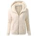 FAIWAD Fall Winter Fleece Coats for Women Long Sleeve Zip Hoodies Jackets Open Front Cardigan Coat with Pocket (XX-Large Beige1)