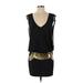 Bebe Cocktail Dress - Party Plunge Sleeveless: Black Color Block Dresses - Women's Size 2X-Small