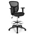 YhbSmt Ergonomic Drafting Chair Mesh Back Tall Computer Office Chair w/Adjustable Footrest up Armrests Height Adjustable Standing Desk Chair for Home Office (1 Black)